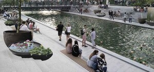 Деревья на бетонных ступеньках: возле озера в саду Шевченко устанавливают гигантские вазоны