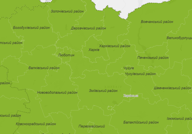 Харьков снова отнесли к "зеленой зоне" на карте Минздрава. Скриншот: reachinitiative.maps.arcgis.com