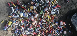 Не дождались экобуса: около школы №29 высыпали кучу батареек