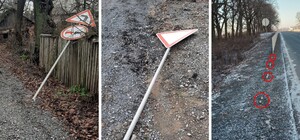 На новой трассе на Полтавщине крадут и ломают знаки и ограждения