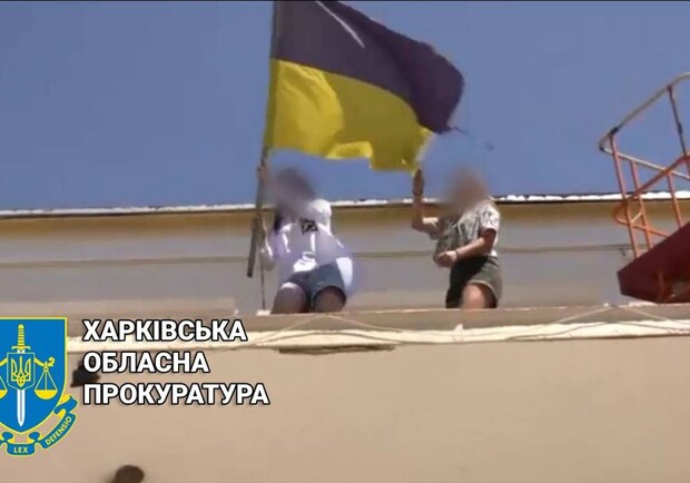 Под Харьковом 16-летняя девушка надругалась над украинским флагом. 
