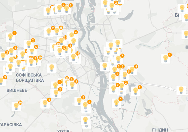 На карте в интернете обозначили магазины и кафе, что работают в Украине при отключении света. 