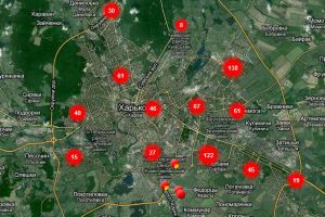 Карта с точками особо проблемных зон, которые появились после непогоды. Фото с сайта Харьковского горсовета.