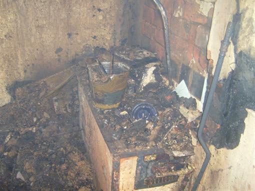 Кухня полностью выгорела. Фото предоставлено пресс-службой ГУ Госслужбы ЧС в Харьковской области.