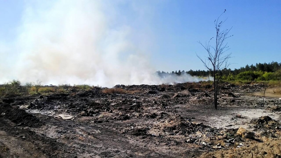 Причиной пожара на свалке в Балаклее был поджог. Фото: dsns.gov.ua