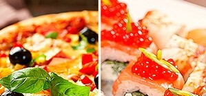 Метровая пицца и сет роллов по 129 грн.