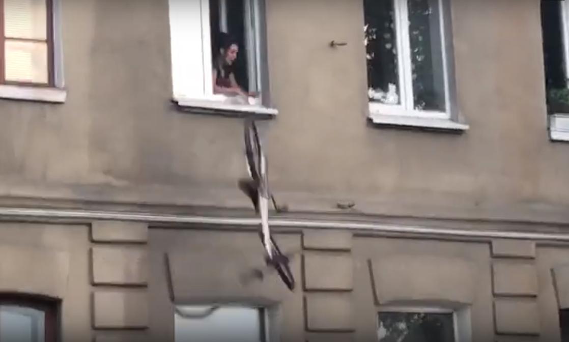 Харьковчанка во время ссоры выбросила из окна велосипед.