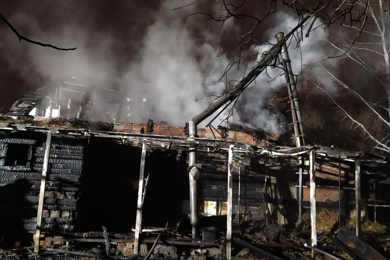 На Салтовке в Харькове сгорела баня. Фото: ГСЧС