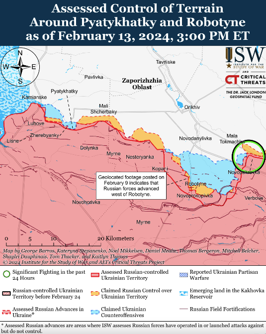 Карта боевых действий на Украине 14 февраля -
