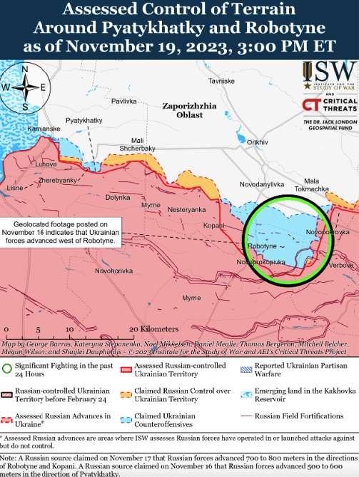 Мапа бойових дій в Україні на 20 листопада.
