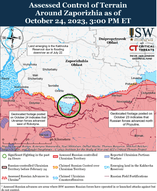 Карта боевых действий в Украине 25 октября -