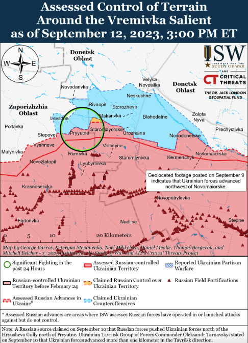 Карта боевых действий в Украине 13 сентября -