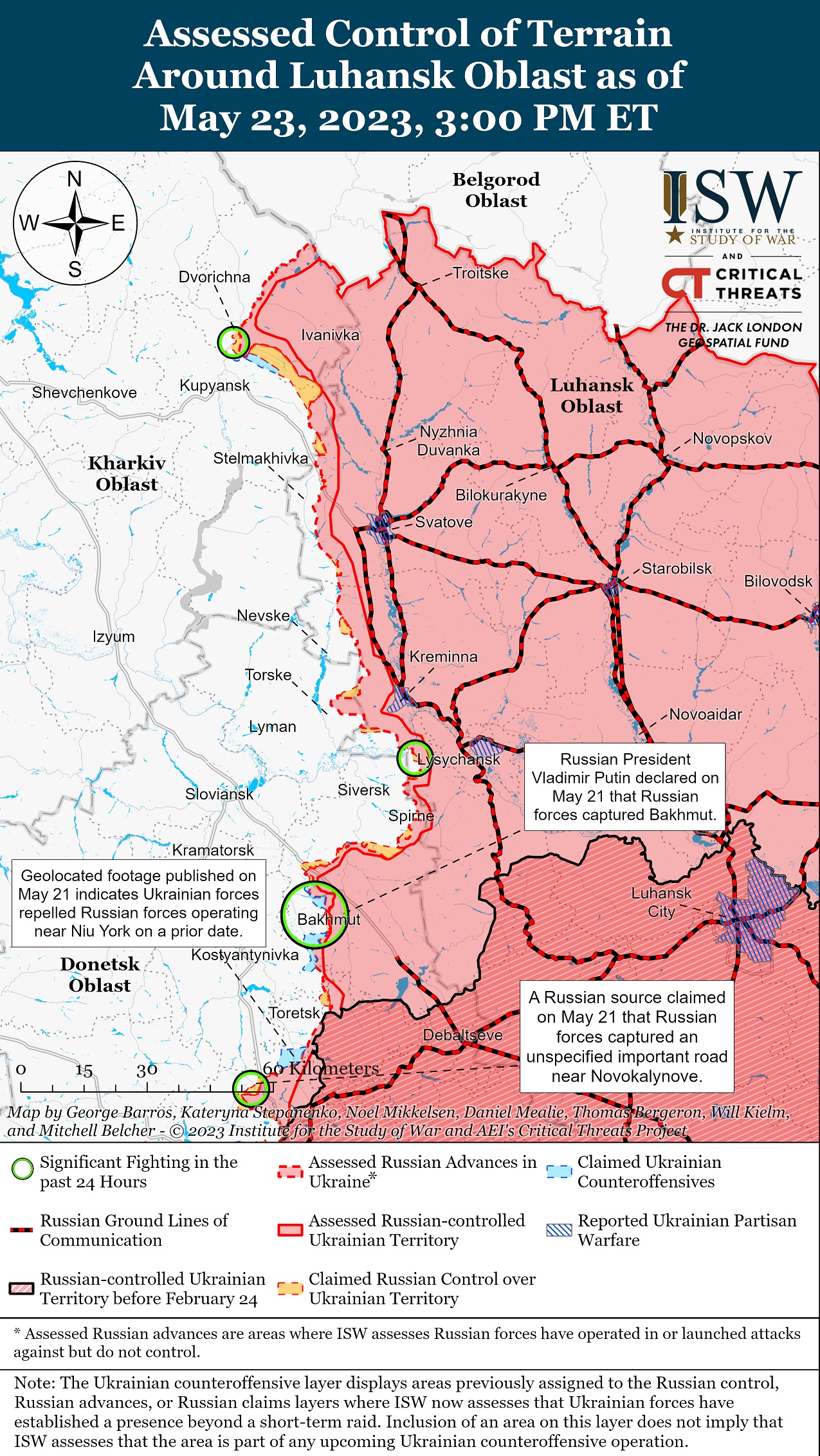 Мапа бойових дій в Україні 24 травня.