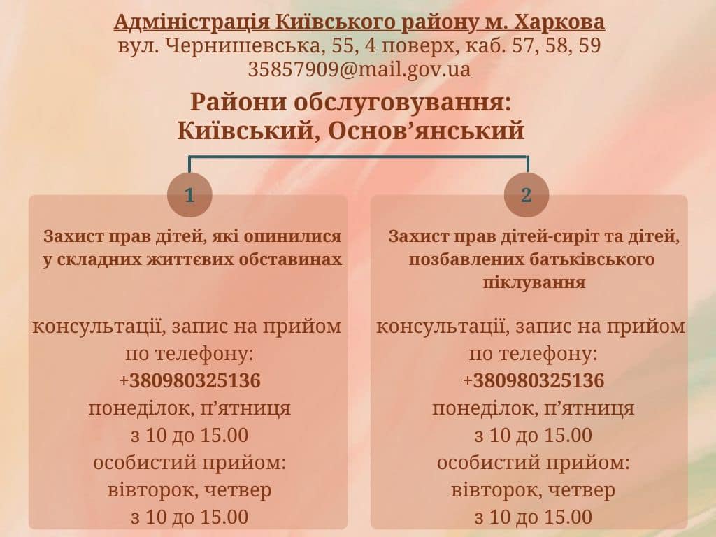 Служби у справі дітей Харкова відновили прийом.