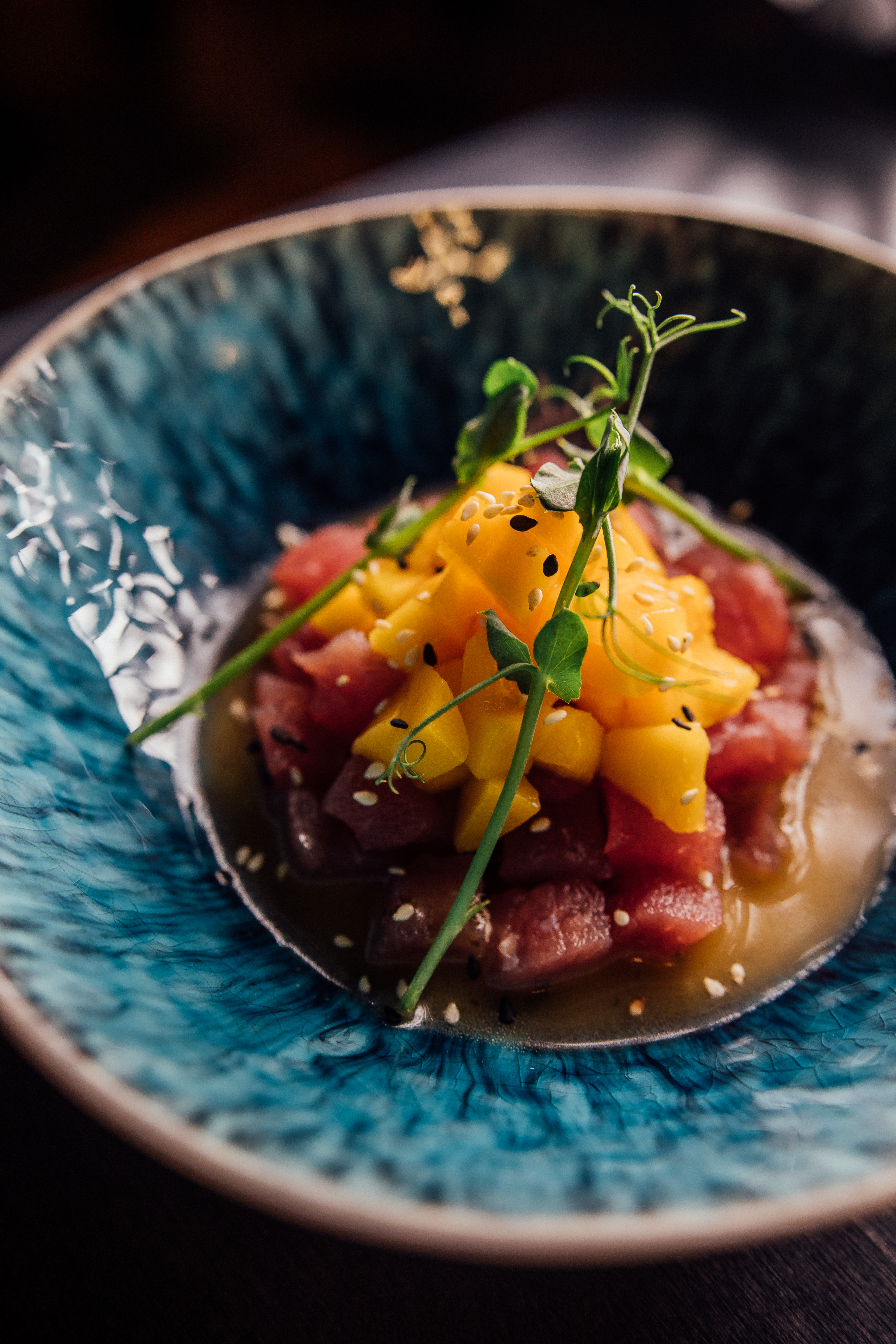 Севиче из тунца с королевским манго( 150 гривен за 200 грамм)