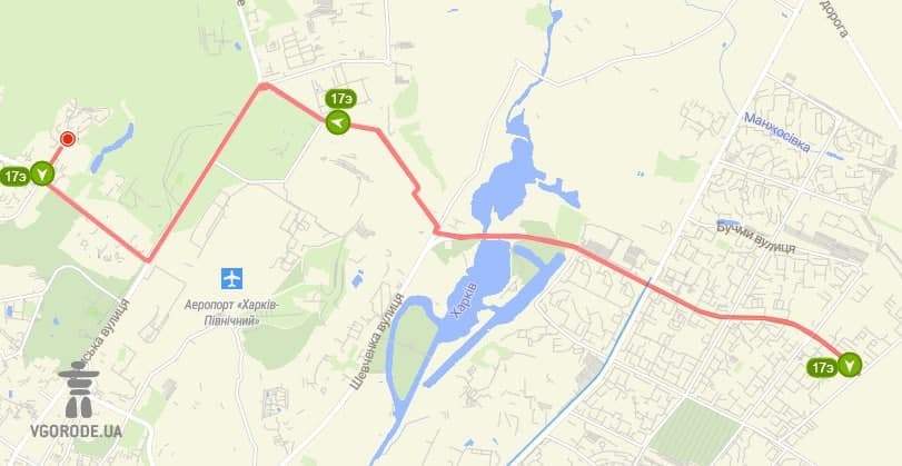 Маршрут автобуса 17э в Харькове в 2021 году.