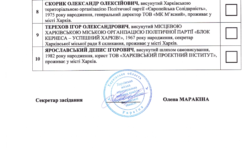 Выборы мэра Харькова: каким будет бюллетень для голосования (документ) фото 4 3