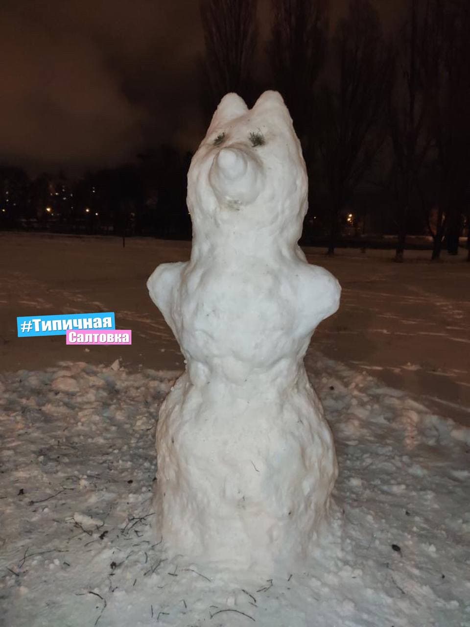 Первый снегопад: в Харькове массово лепят снежные скульптуры.