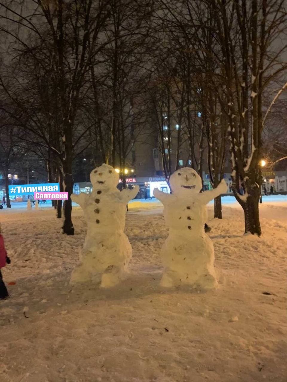 Первый снегопад: в Харькове массово лепят снежные скульптуры.