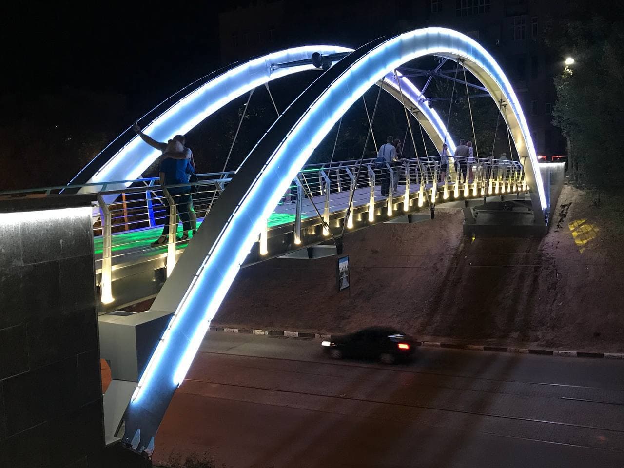 С разноцветной подсветкой: как выглядит обновленный Зоологический мост ночью фото 10 9