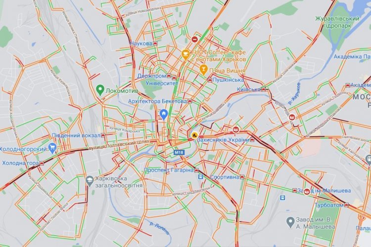 Фото: Скриншот с сервиса Google пробки