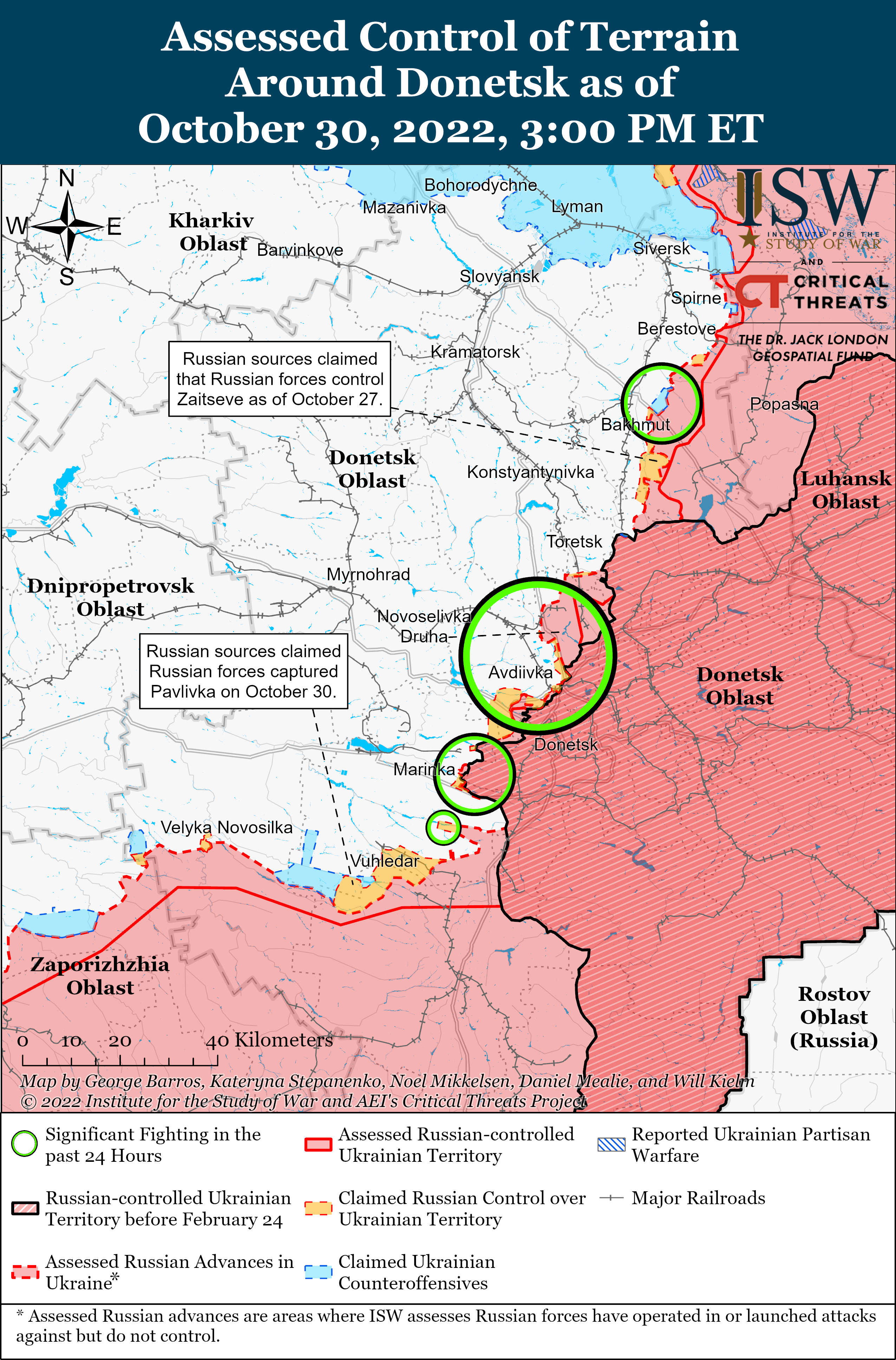 Карта боевых действий на Украине 31 октября