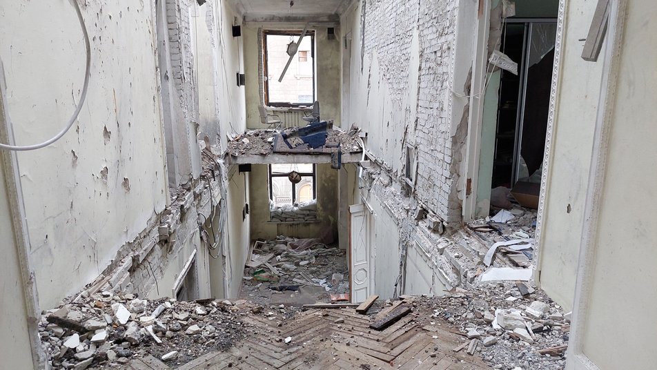 Харьков, последствия обстрелов здания ОГА, сентябрь 2022 года.