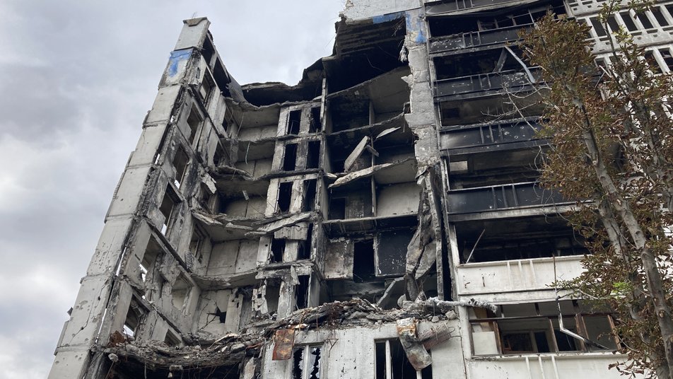 Северная Салтовка после российских обстрелов. Октябрь 2022 г.