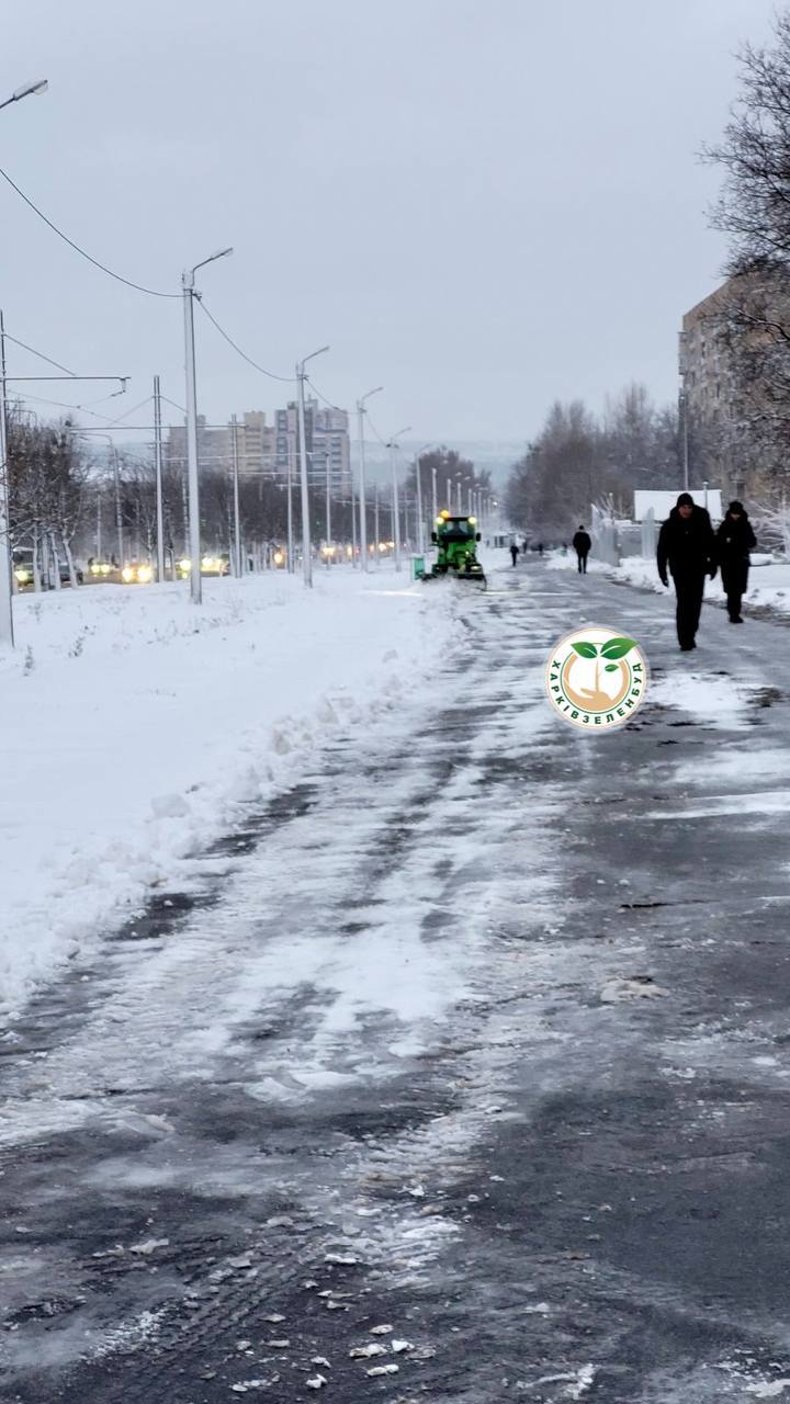 В Харькове выпал сильный снег.