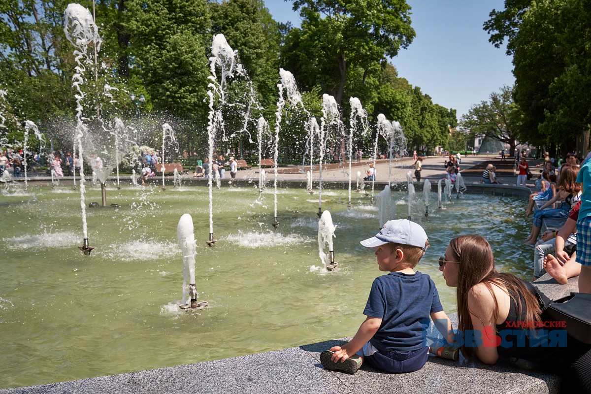 В саду Шевченко включили фонтан.