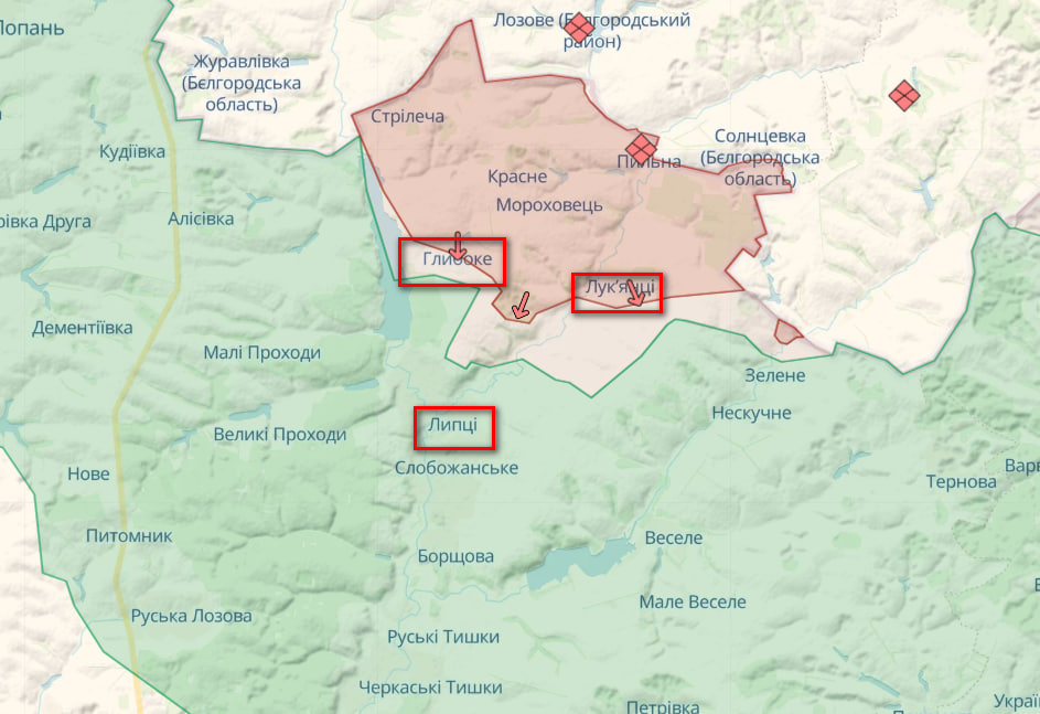 Фронт у районі Липців.