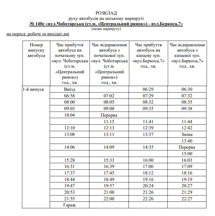 Автобус №140 курсуватиме за новим графіком фото 1