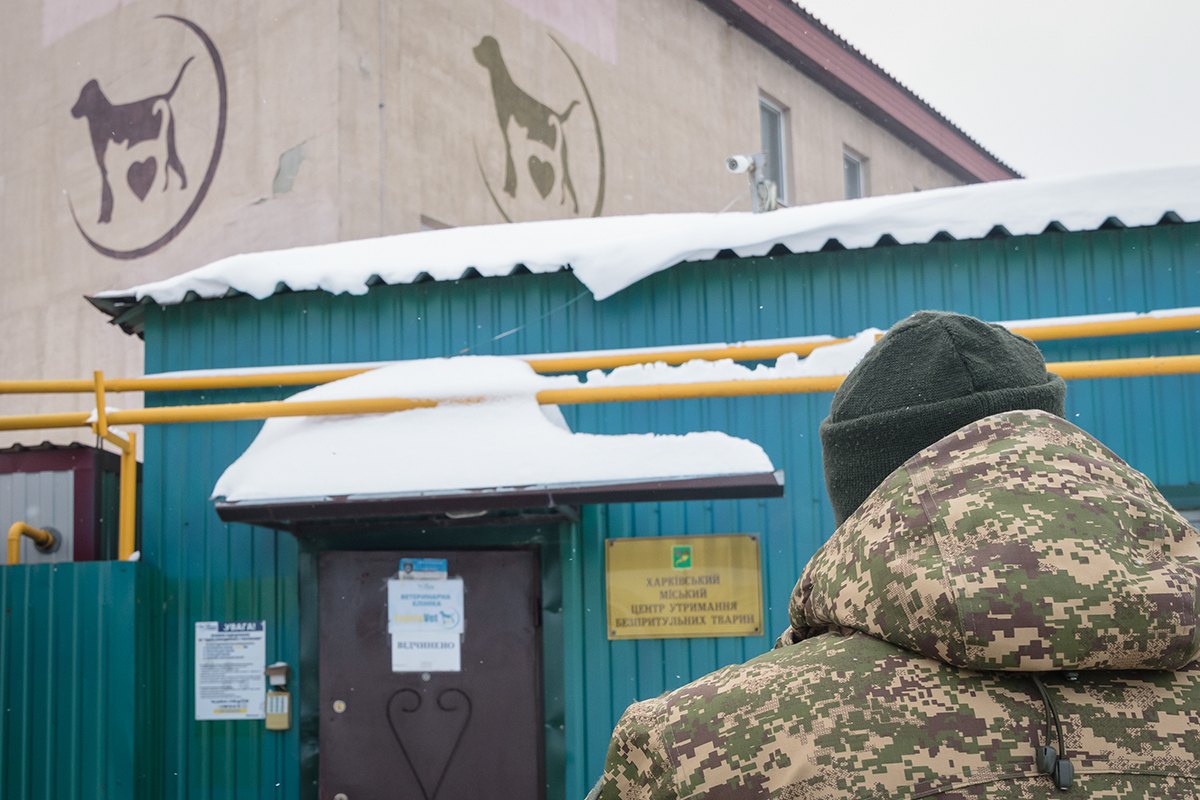 Военные передали в харьковский приют для животных целый микроавтобус теплых вещей.