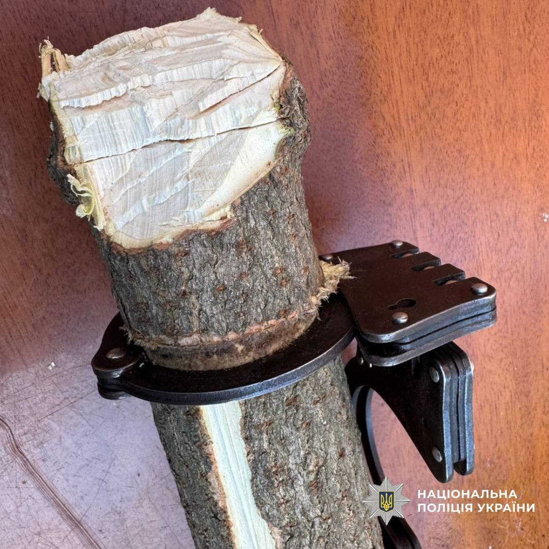 В Харькове двое мужчин ограбили женщину и приковали к столбу наручниками.