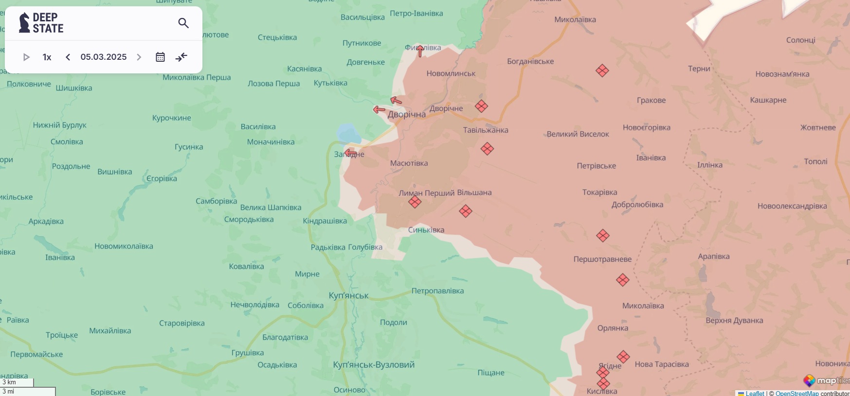 Карта боевых действий на 5 марта 2025 года.