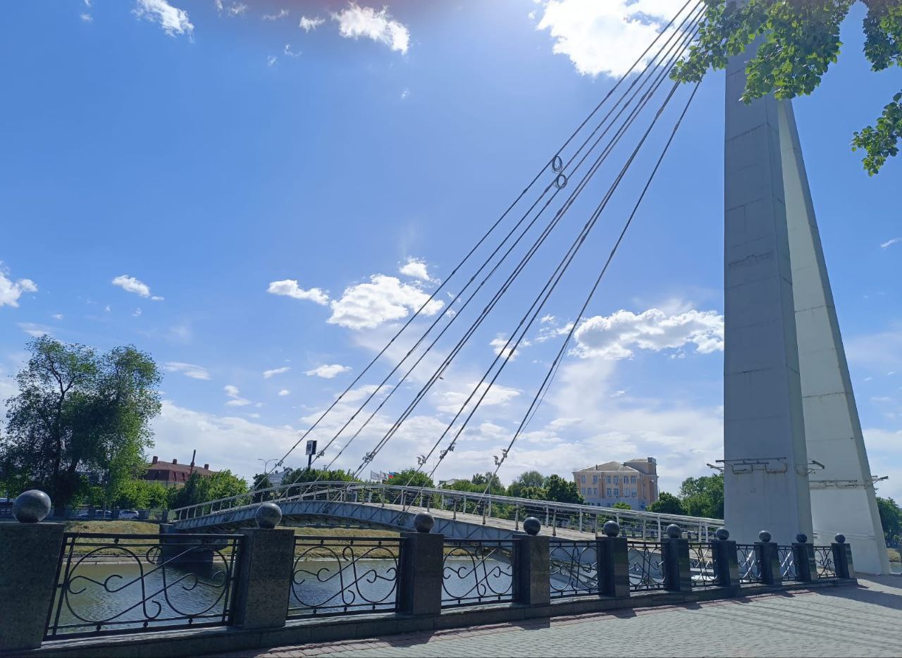 В сквере "Стрелка" в Харькове отремонтируют подвесной мост.
