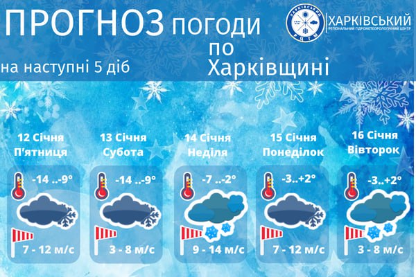 Яка погода буде у ці вихідні у Харкові, 13 та 14 січня фото 1