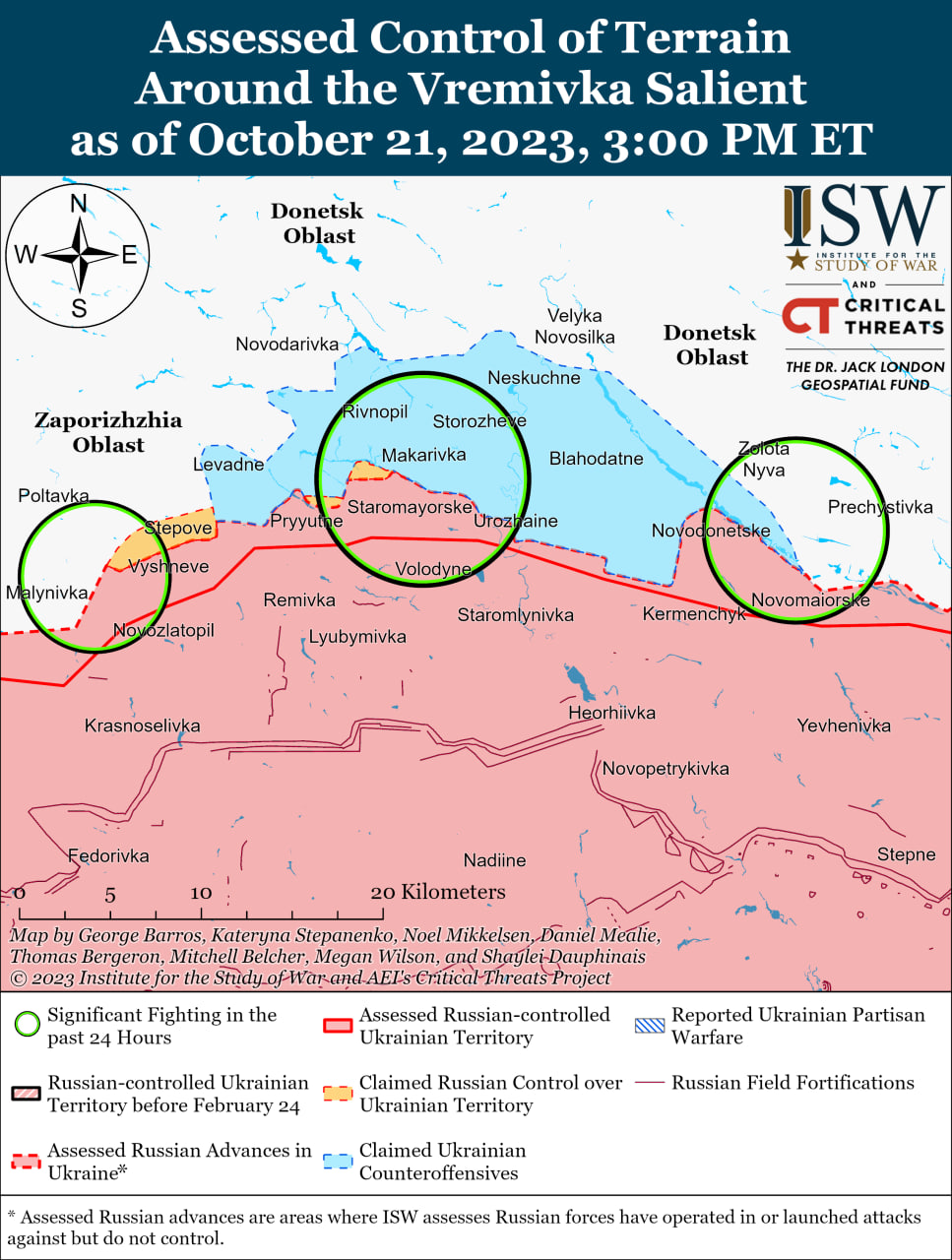 Карта боевых действий в Украине 22 октября Фото: understandingwar.org